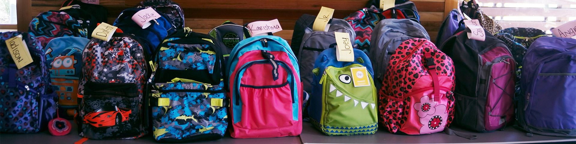 Backpacks on a table